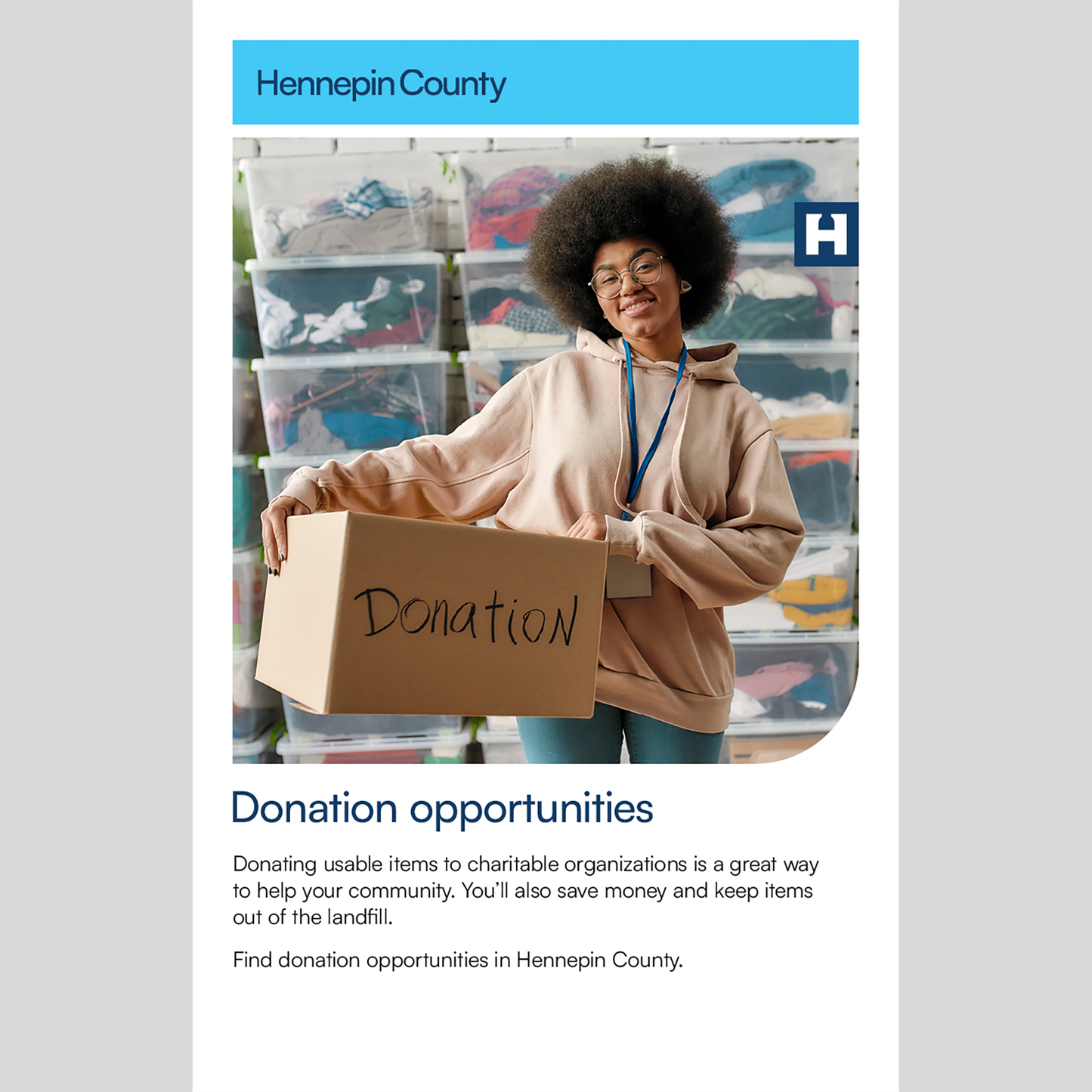 Donation opportunities brochure for multifamily residents