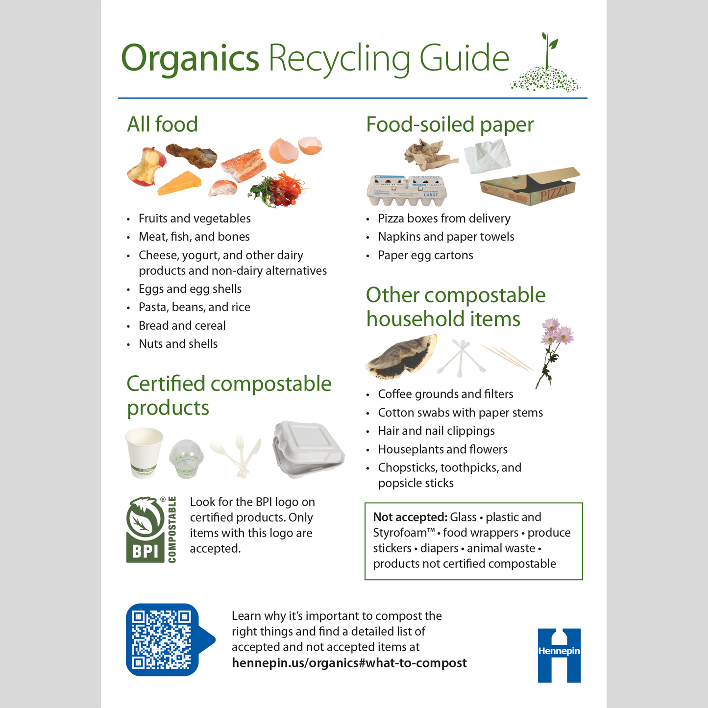 Organics recycling guide magnet for multifamily residents