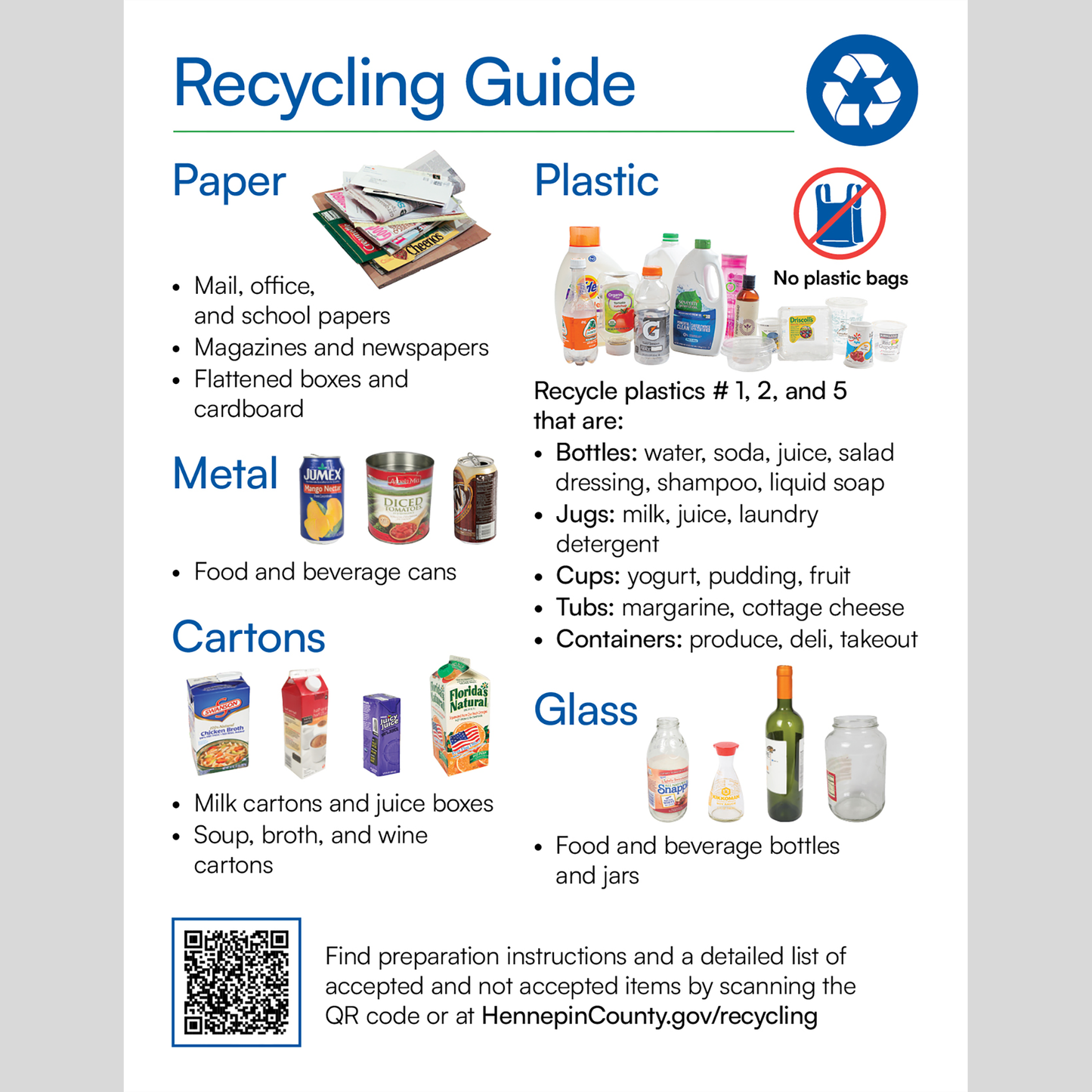 Large print recycling guide for residents