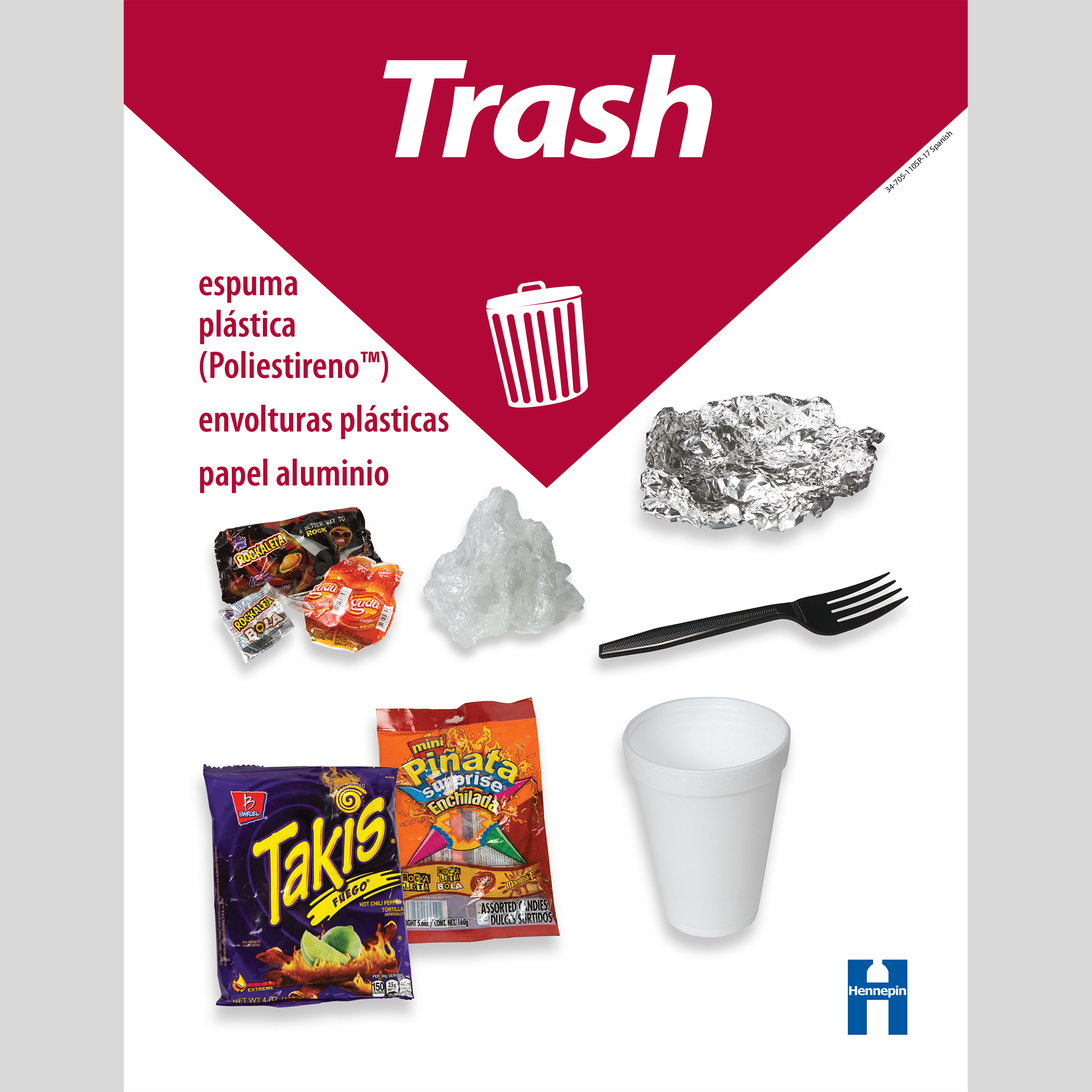 Breakroom trash poster in Spanish Environmental materials