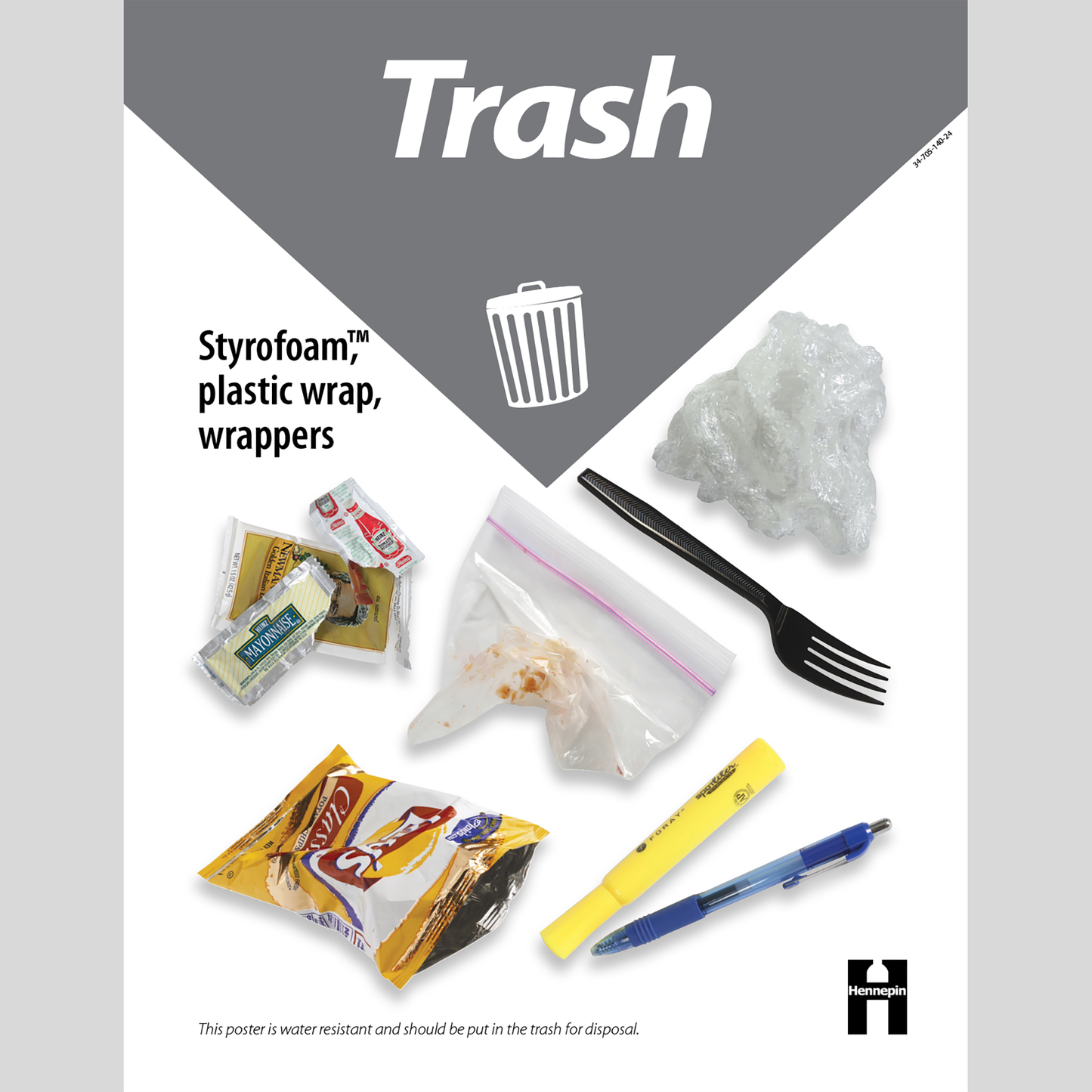Breakroom trash poster, gray