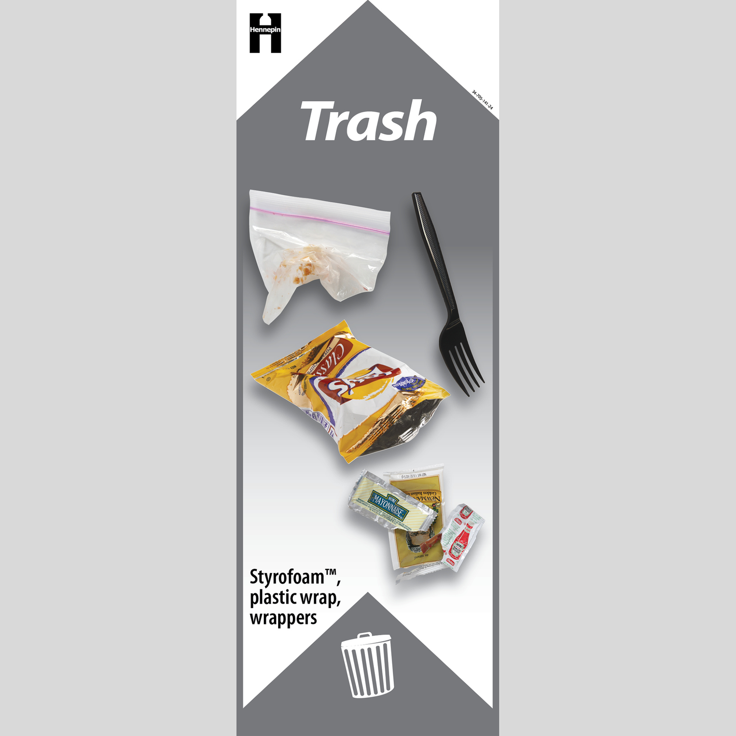 Breakroom trash label, gray