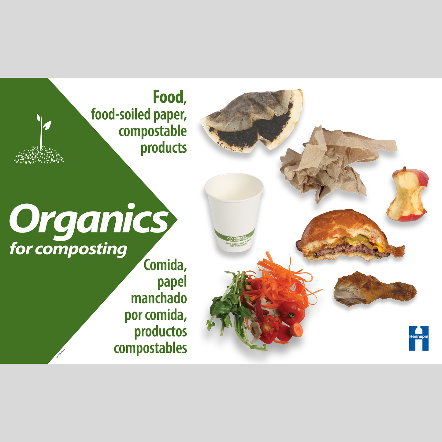 Organics recycling dumpster label for schools