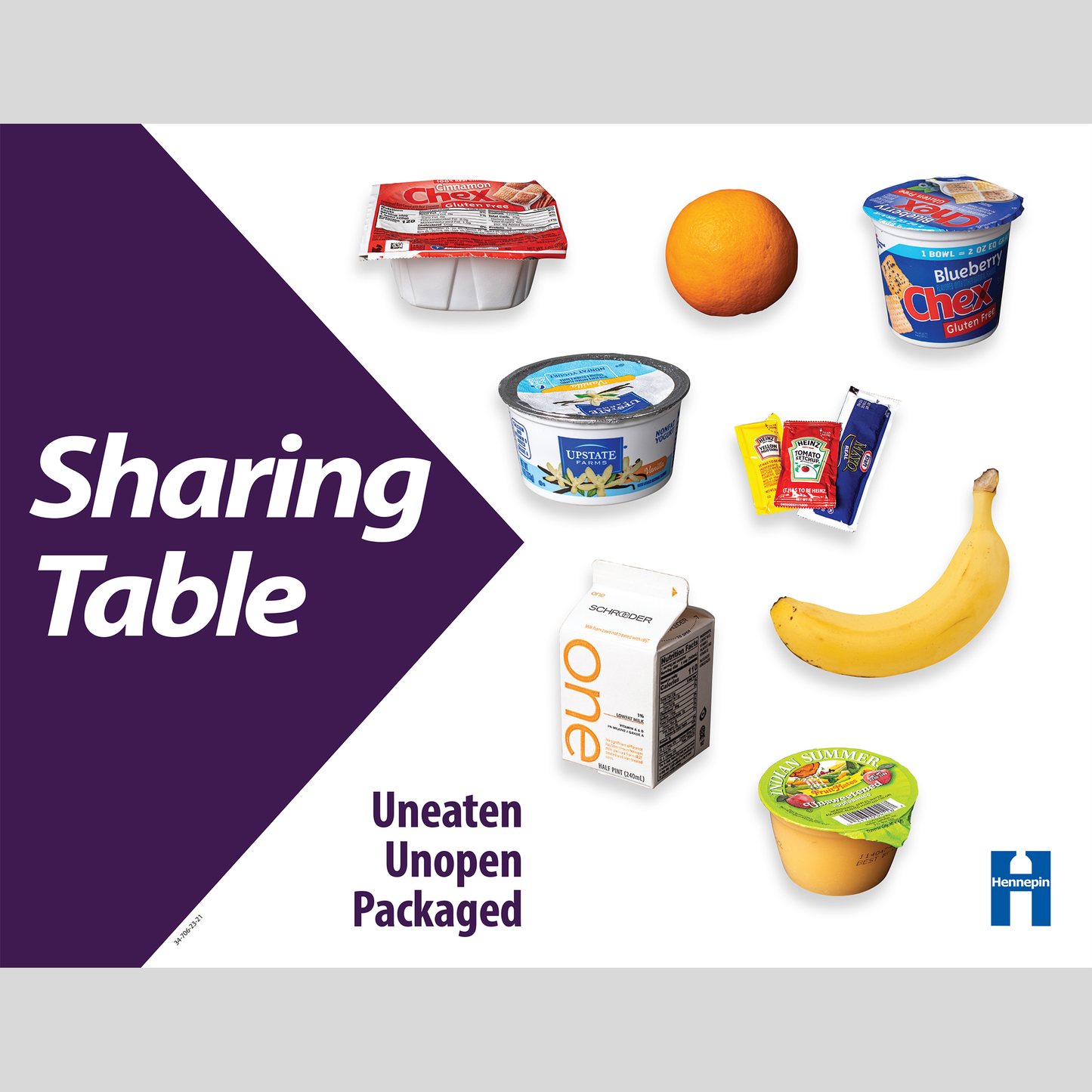 Sharing table sign, refrigerated items included. Download only