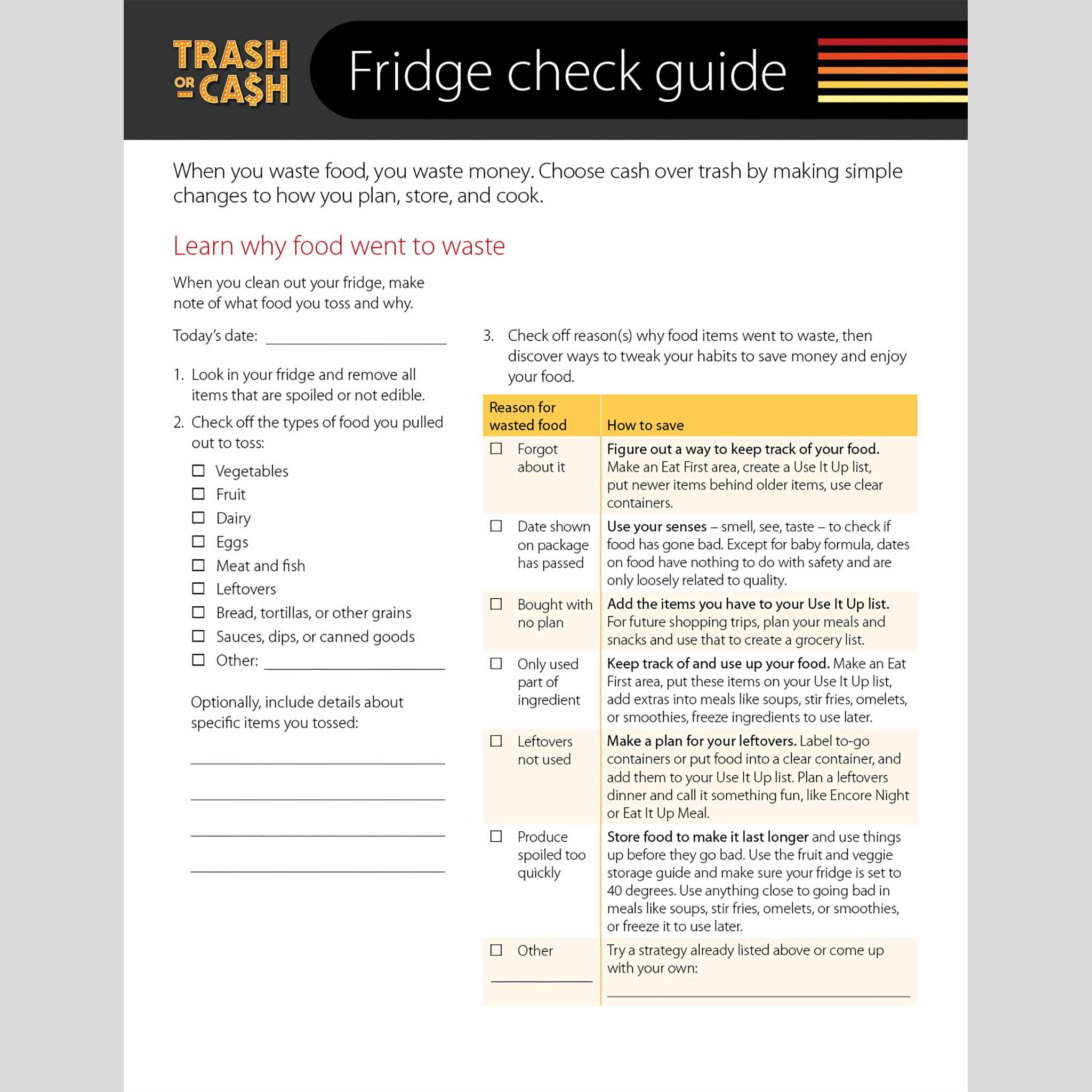 Fridge Check Fridge Check Guide – Environmental materials
