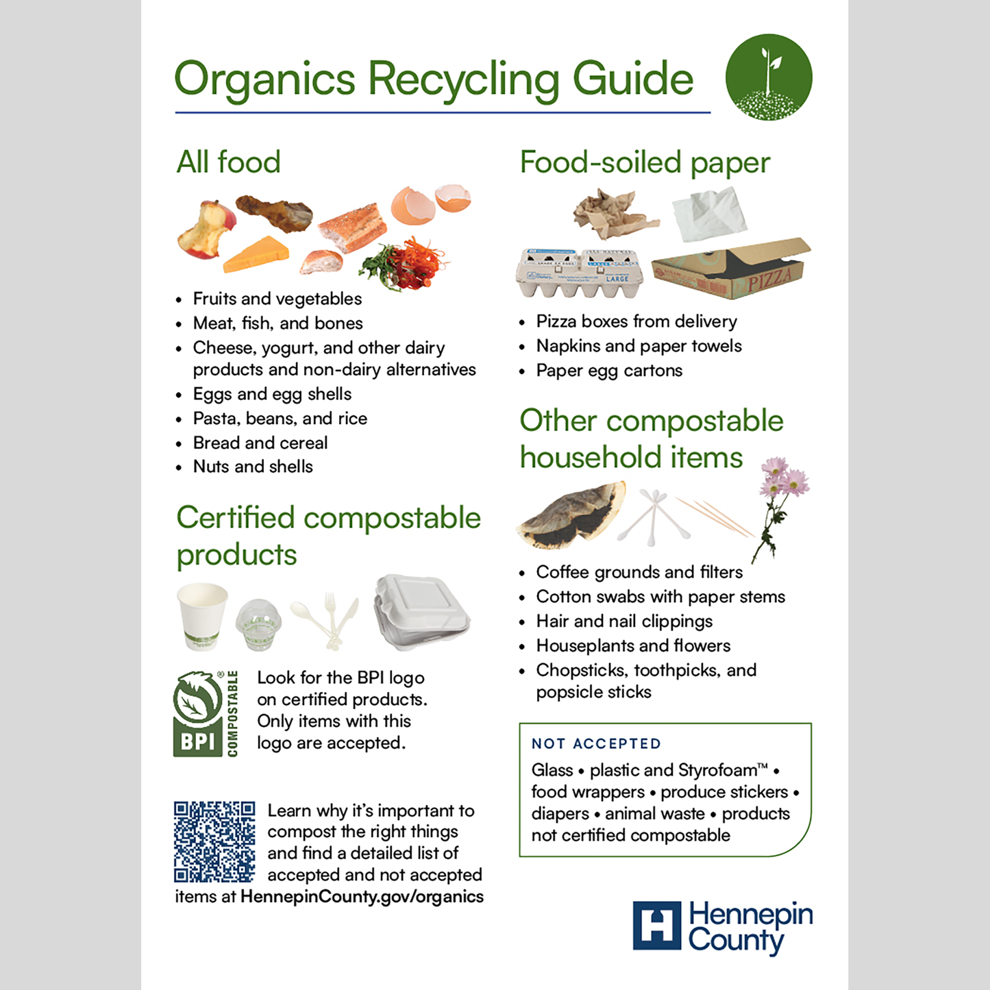 Organics recycling guide magnet for residents