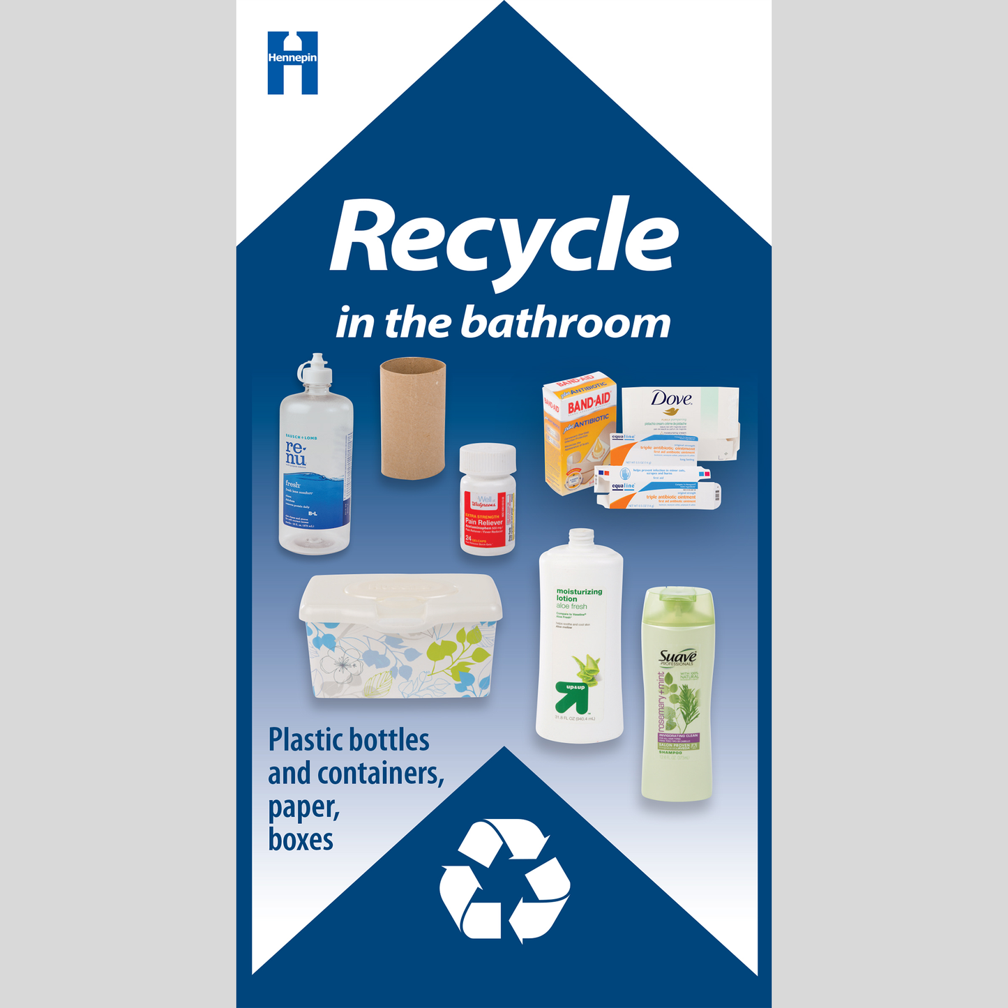 Recycle in the bathroom label