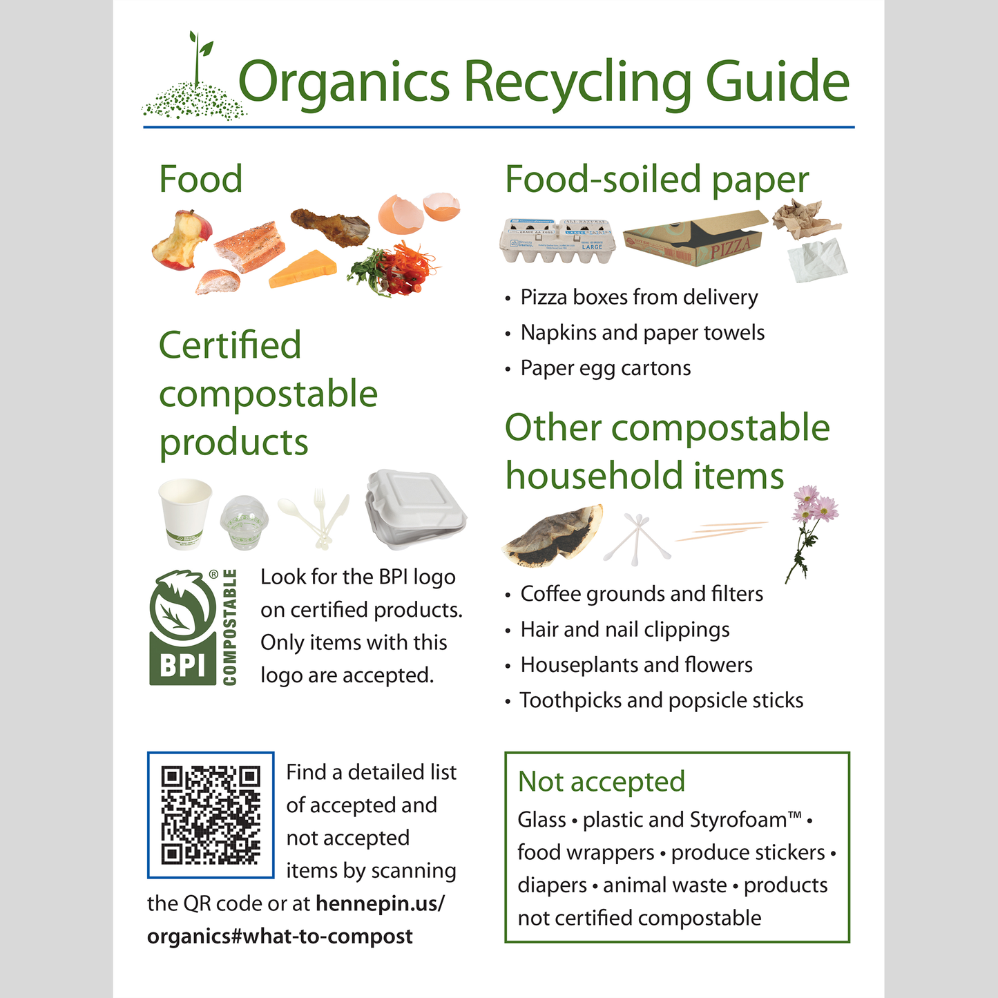 Large print organics recycling guide for residents