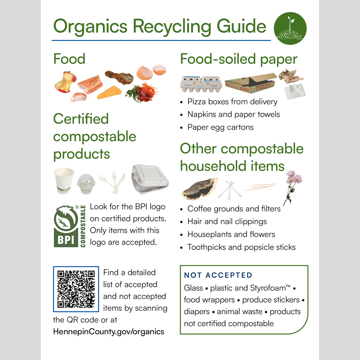 Large print organics recycling guide for residents