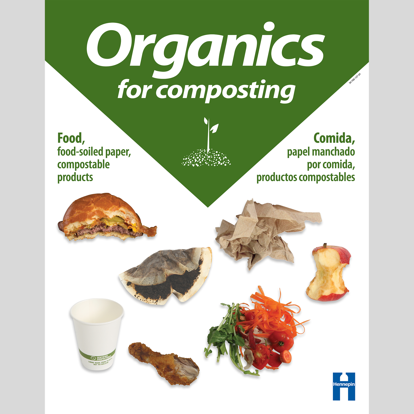 Organics recycling large dumpster and compactor label
