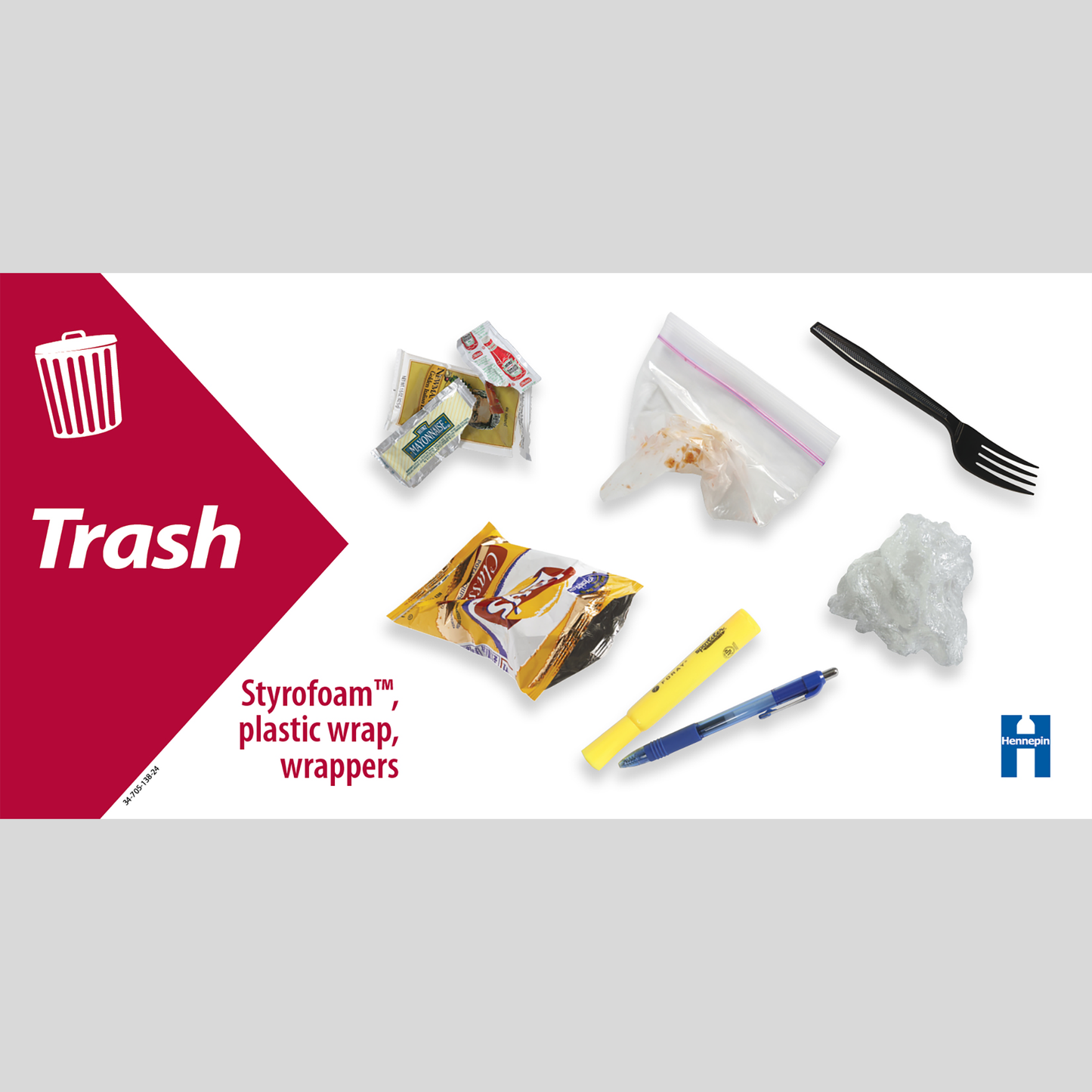 Breakroom trash wide label