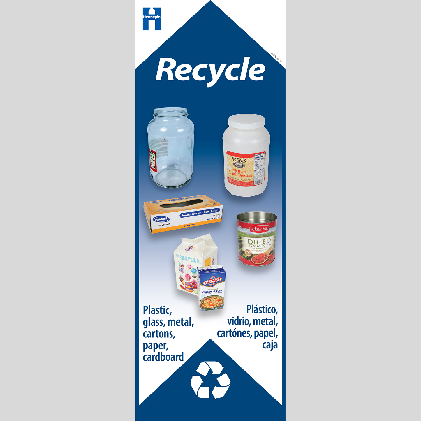 Restaurant kitchen recycling container label