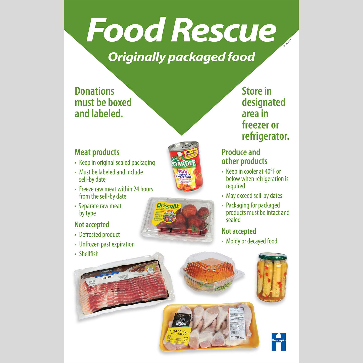 Food rescue: originally packaged foods poster