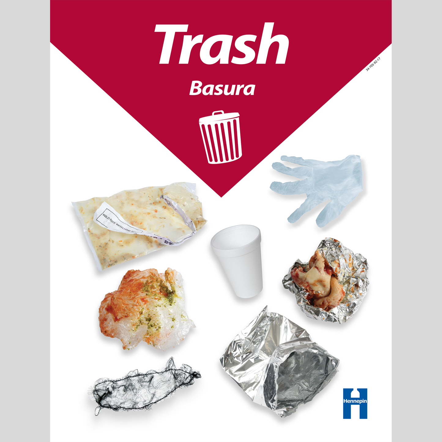 Commercial kitchen trash poster (red)