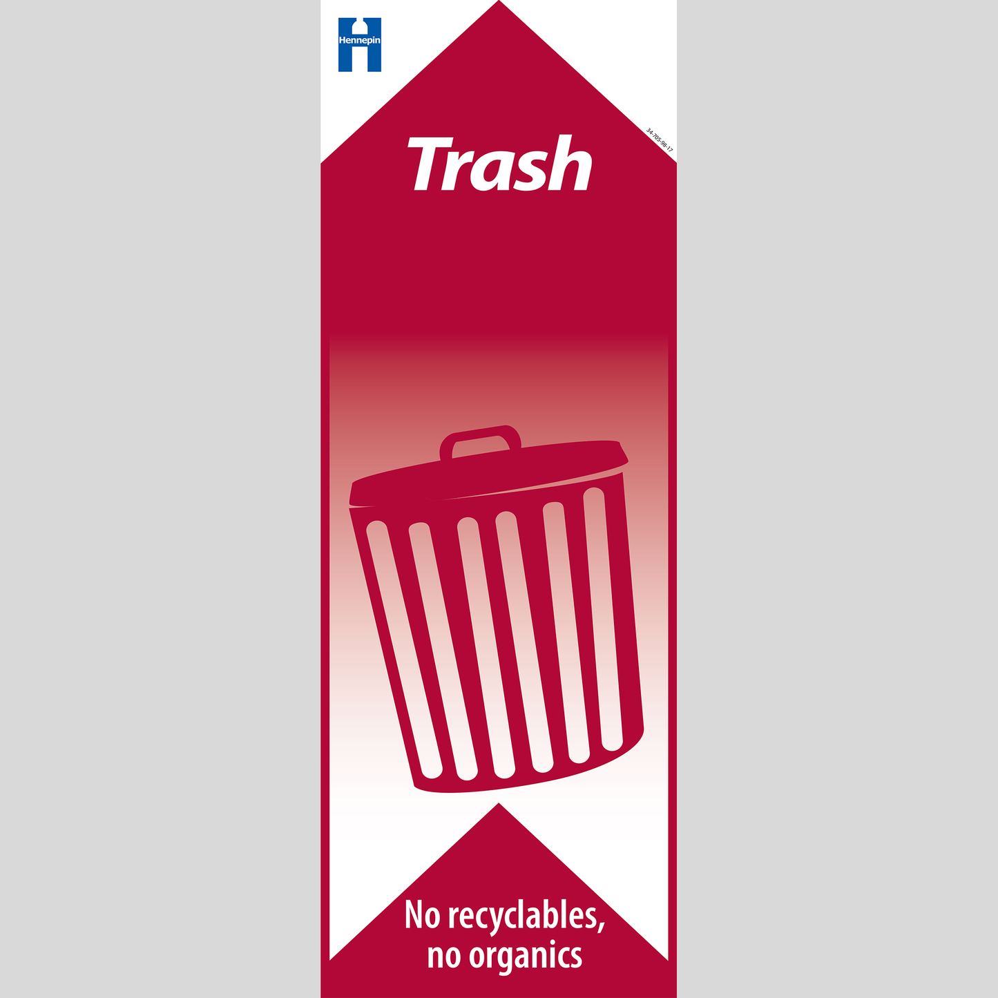 Trash label, no recyclables or organics (red)