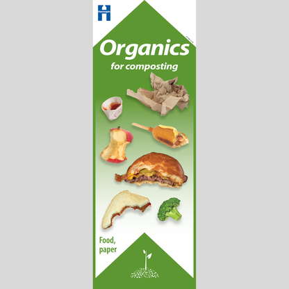 School cafeteria organics recycling label (available in English and Spanish)