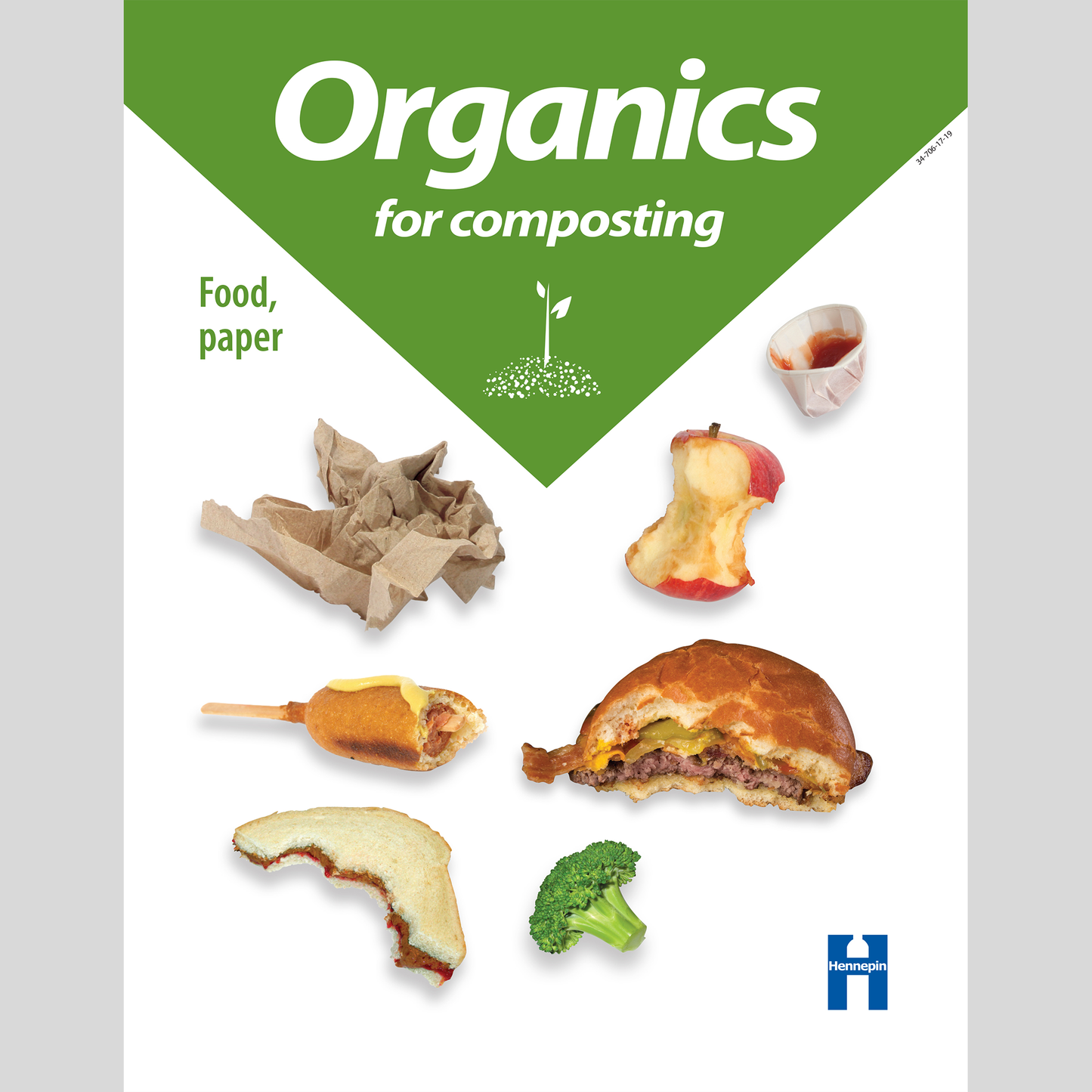 School cafeteria organics recycling poster (available in English and Spanish)