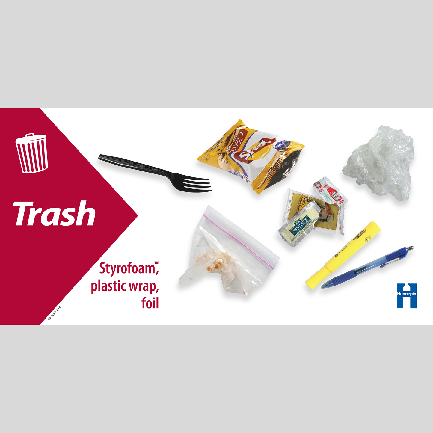 Horizontal school trash label