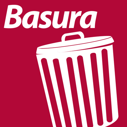 Trash lid and small bin label for residents